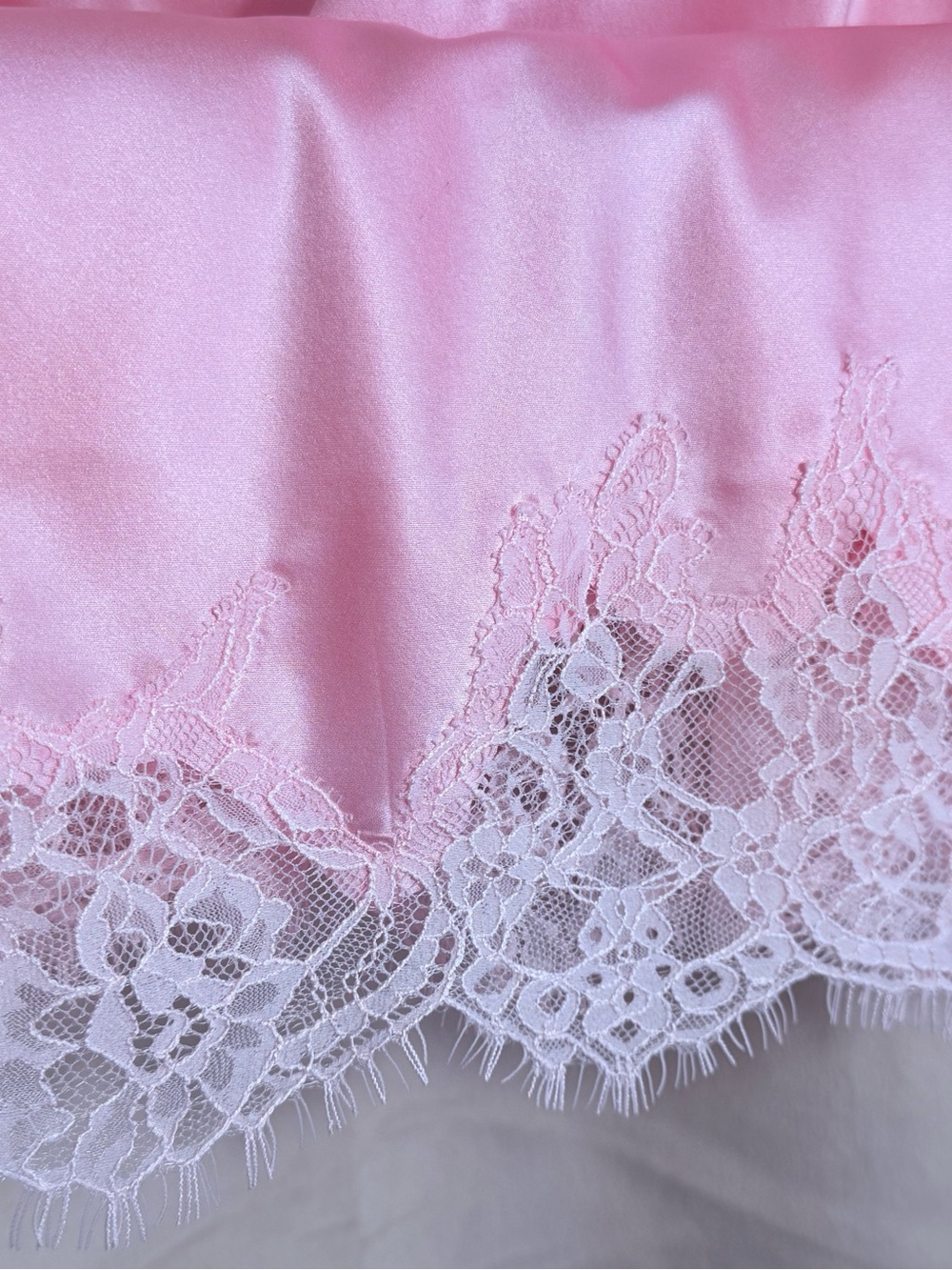 SKIMS Silk Lace-Trim Mini Slip Dress, Sz S, color Peony Tonal - Picture 10 of 10